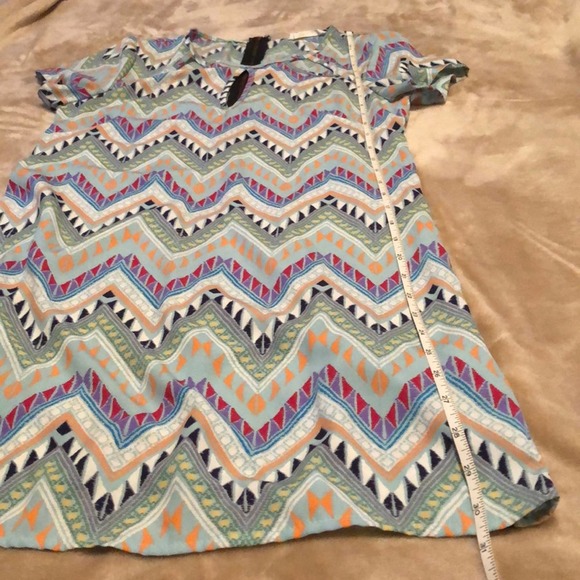 Geometric Print Lush Dress with Cut Out Neck - Picture 7 of 9